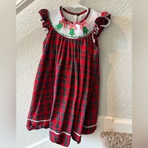 🎄 Girls Christmas Smocked Dress – Plaid Holiday Dress
